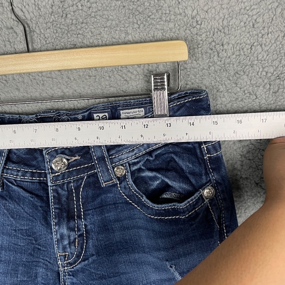 MISS ME Signature Rise Boot Cut Jeans Womens 29x33 Thick Stitch Distressed - Picture 3 of 16